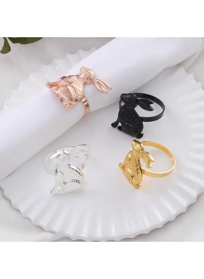 حلقة منديل أرنب عيد الفصح مشبك مناديل معدني Z1028 مجموعة من 2 بأربعة ألوان - Image 5